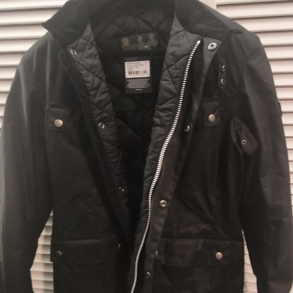 Barbour International Men's Duke Waxed Cotton Puffer Jacket in Black Size M